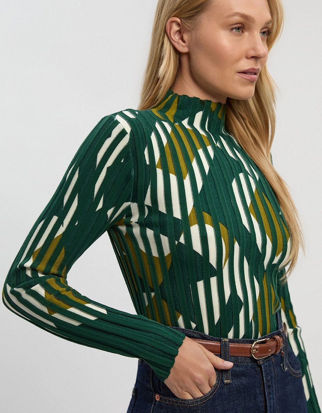 Geo Jacquard Knit Long Sleeve Top, 2 of 1