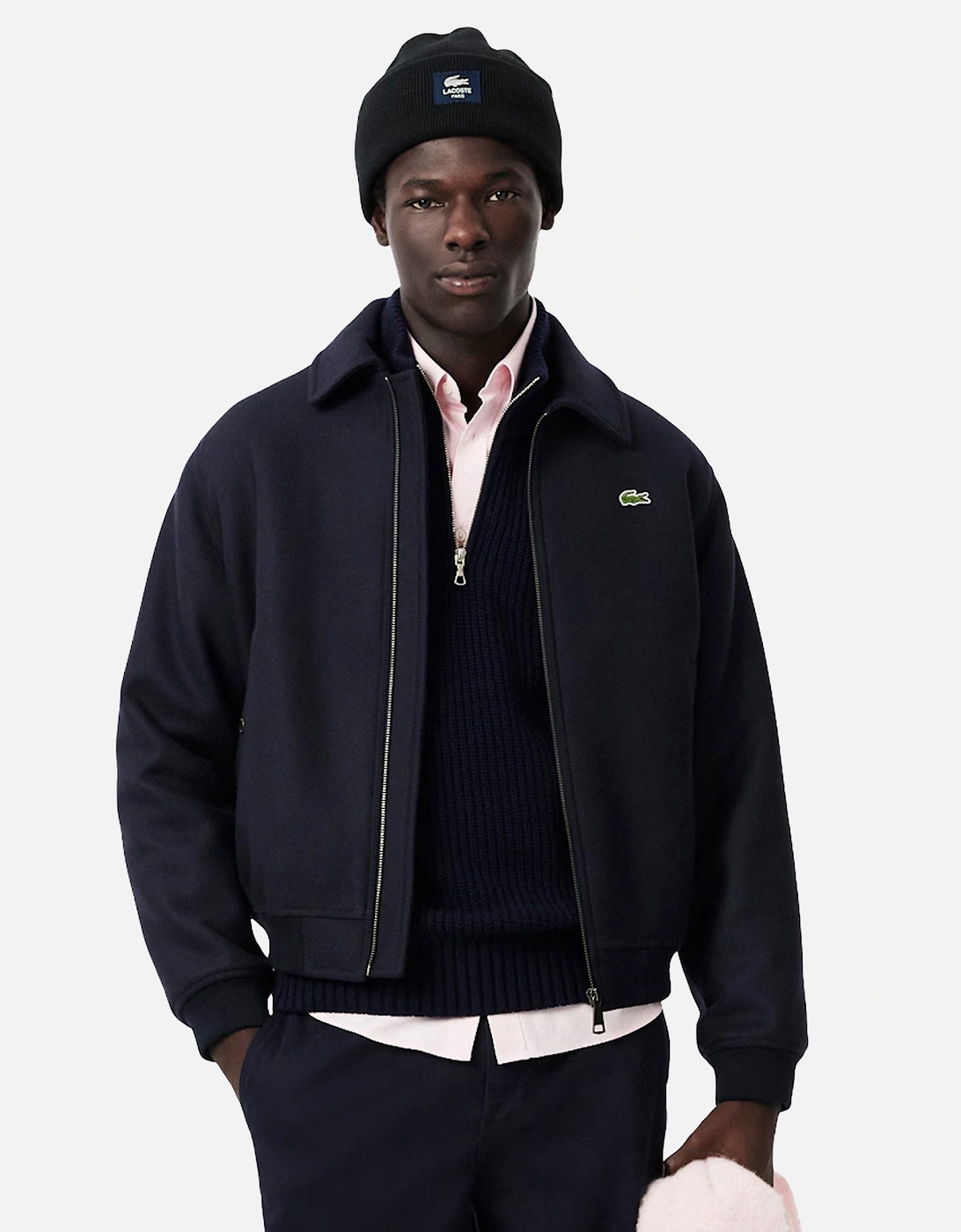 Ribbed Cotton Badge Beanie Black