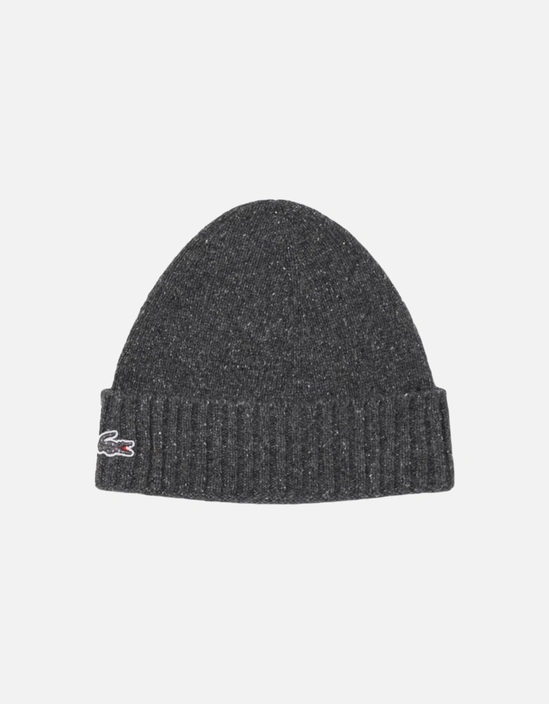 Rib-Knit Brushed Wool Beanie Heathered Grey