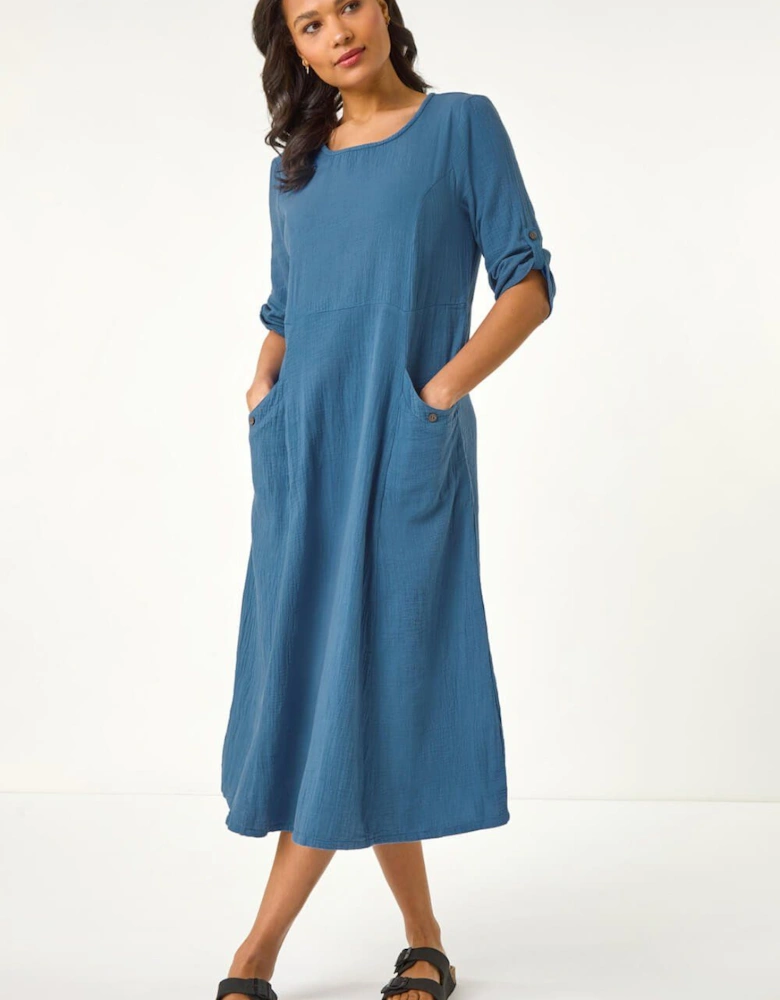 Textured A-Line Midi Dress