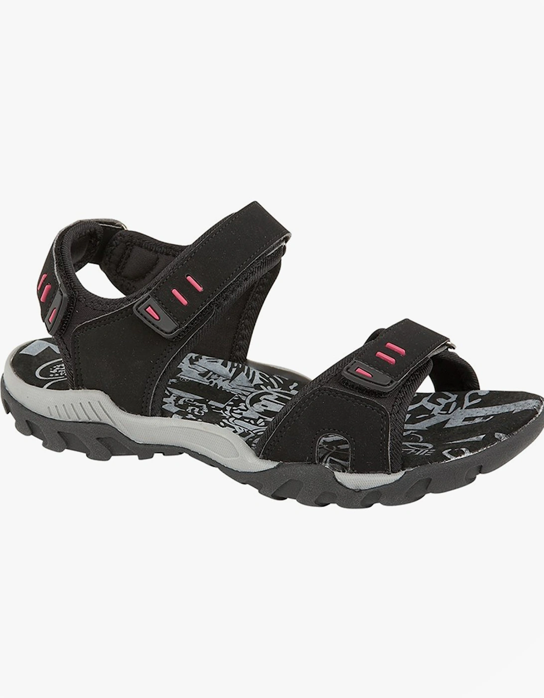 SANDY Womens Faux Nubuck Velcro Sports Sandals Black, 4 of 3