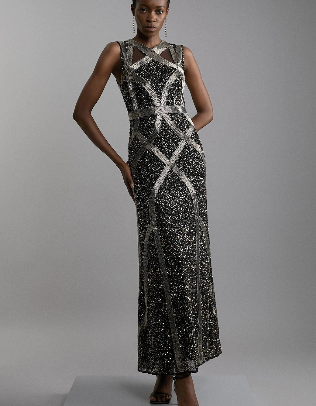 Petite Embellished And Beaded Woven Maxi Dress, 2 of 1