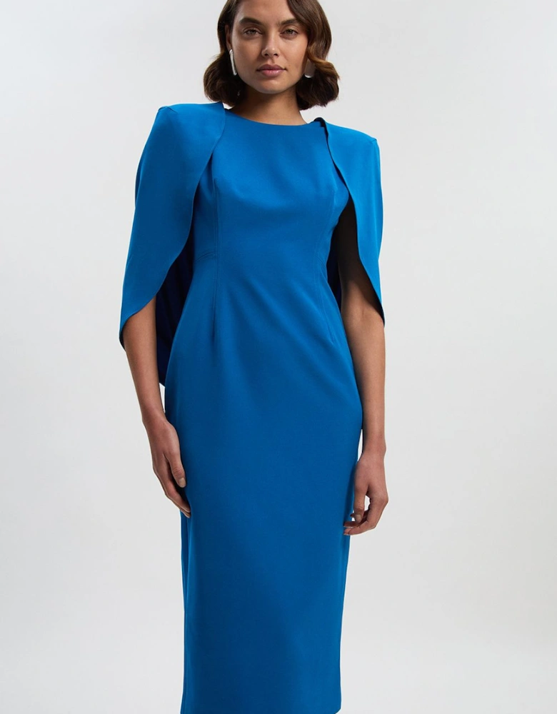 Tailored Drape Back Pencil Midi Dress