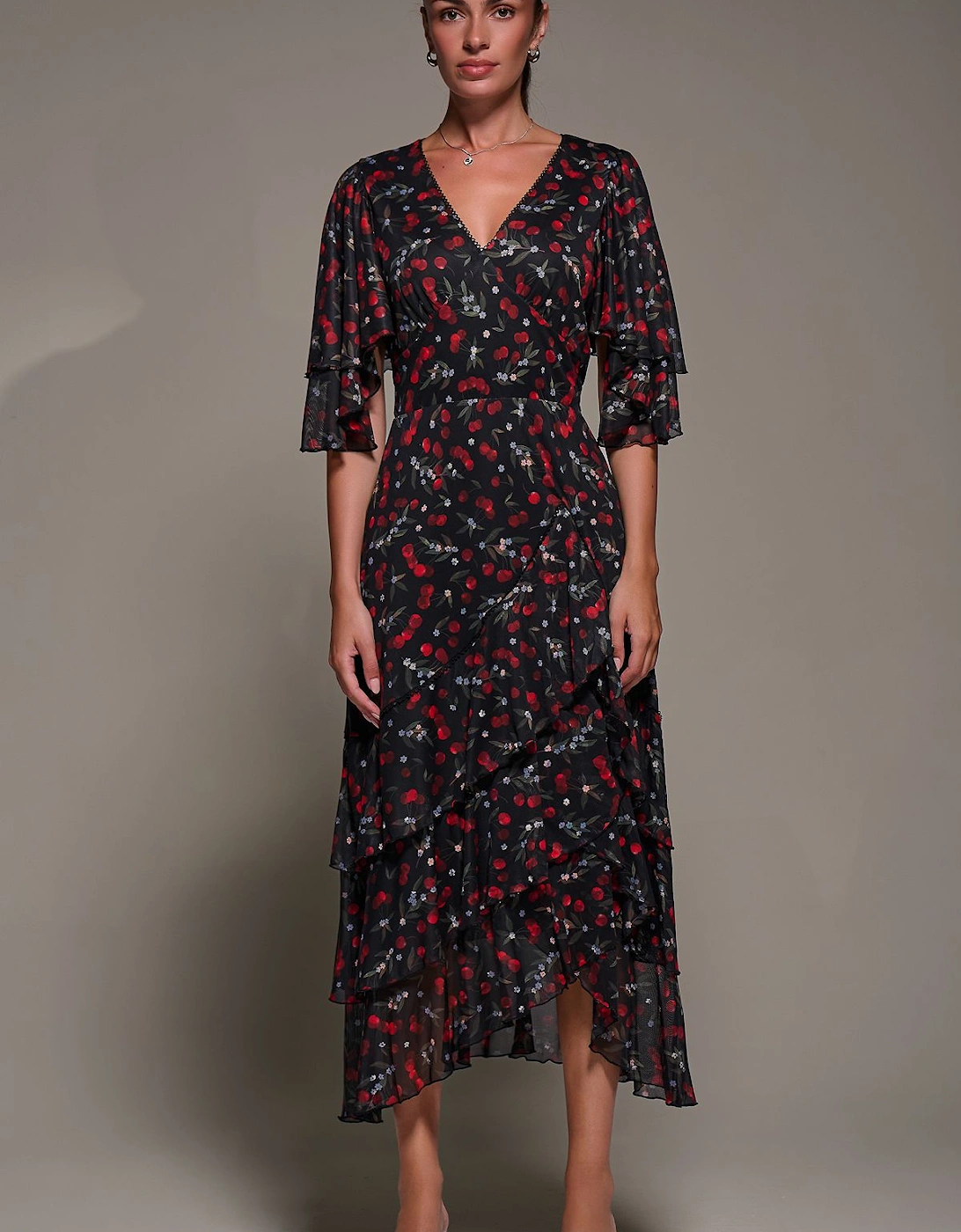 Frill Trim Mesh Maxi Dress, 2 of 1