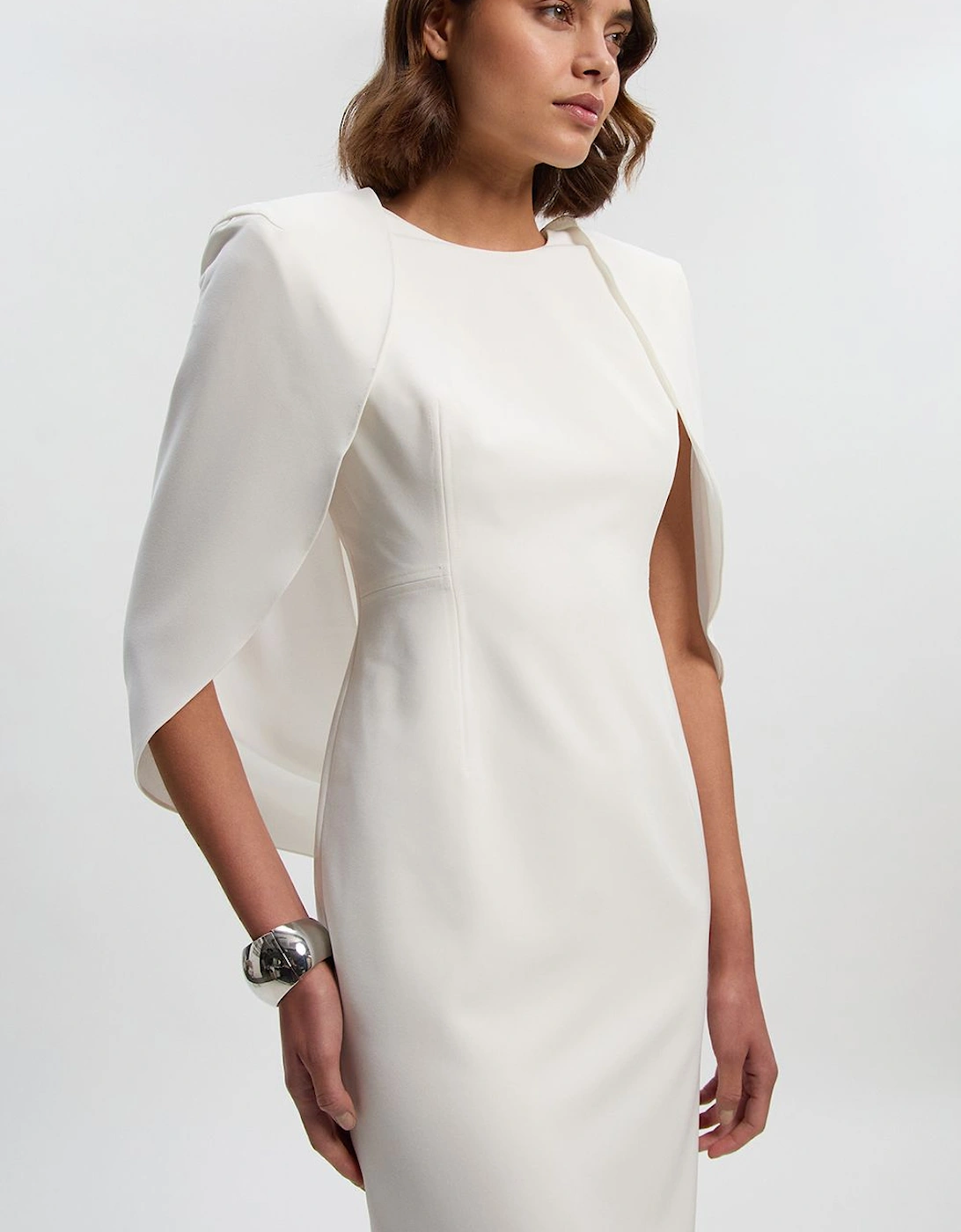 Tailored Drape Back Pencil Midi Dress, 2 of 1