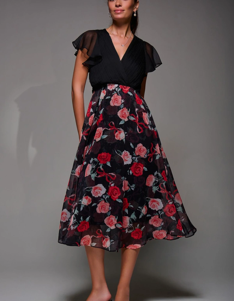 Two Tone Chiffon Midaxi Dress