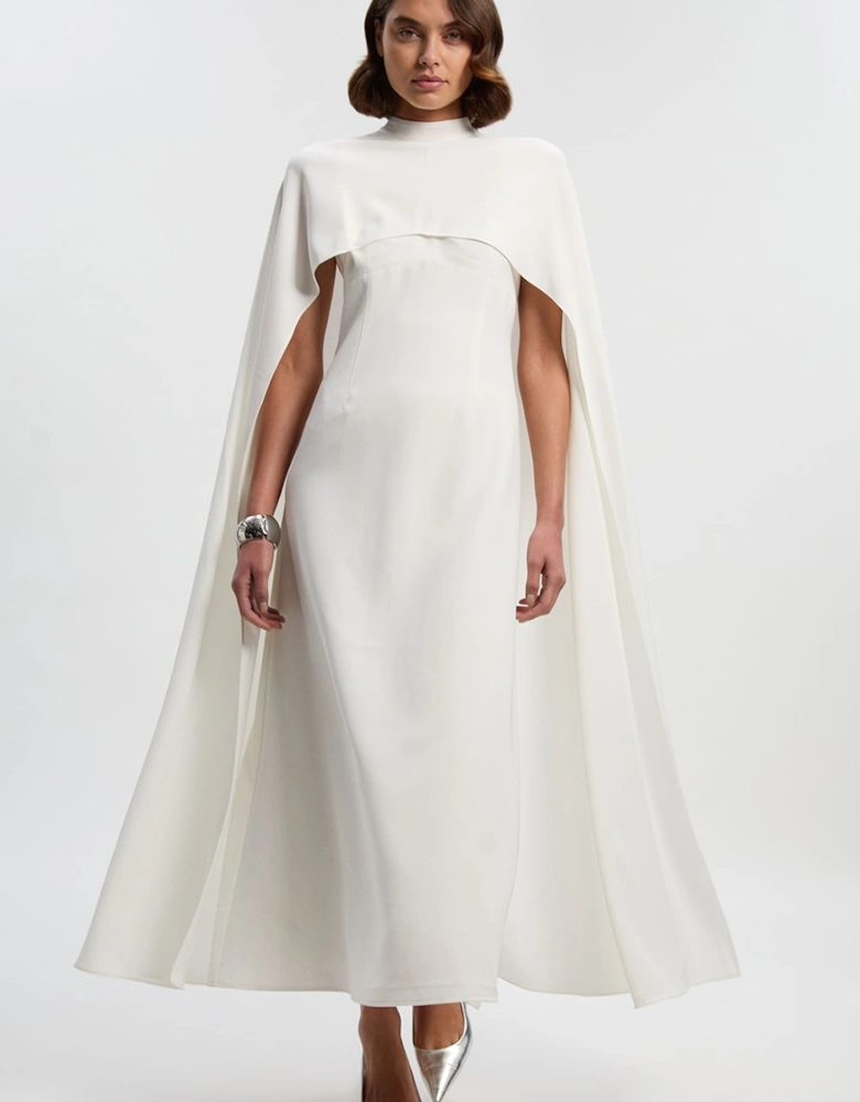 Tailored Cape Detail Maxi Dress