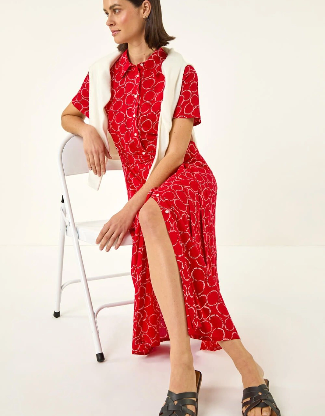 Geo Print Belted Shirt Dress, 2 of 1