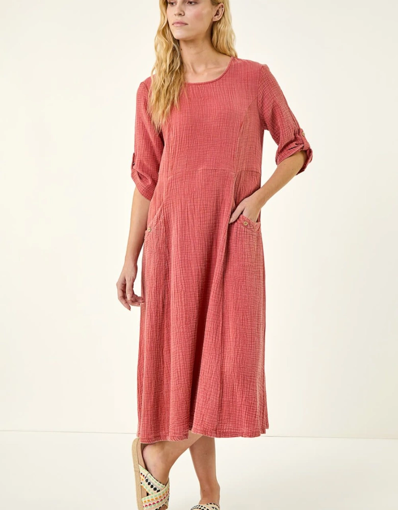 Textured A-Line Midi Dress