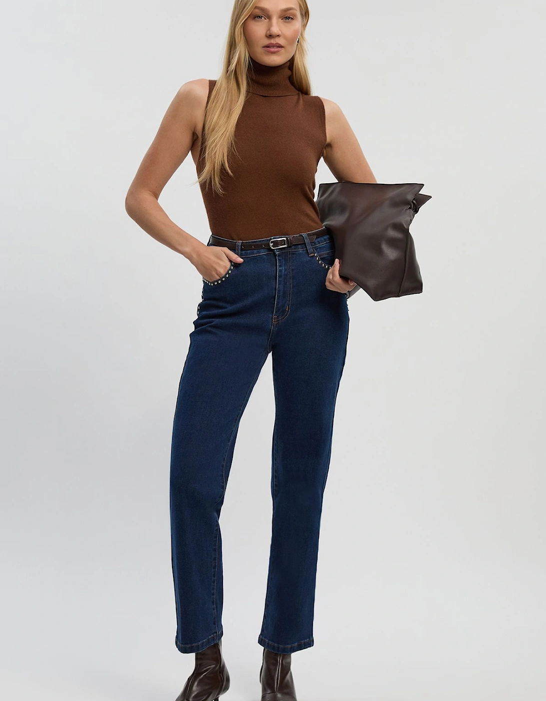 Denim Stud Straight Leg Jean, 2 of 1