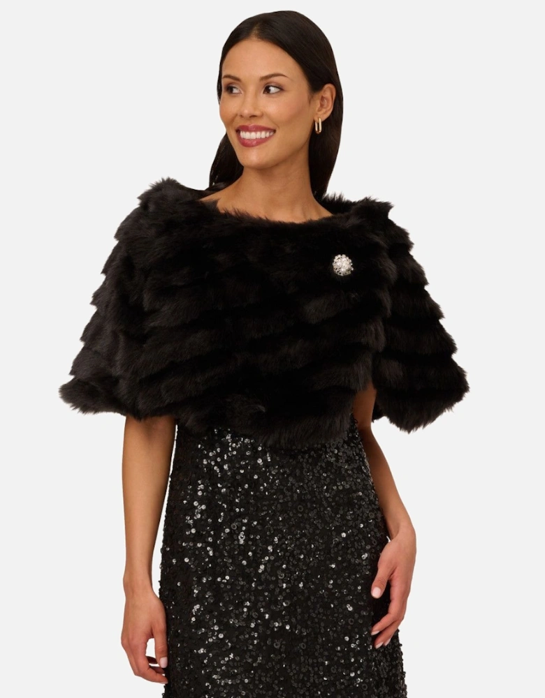 Faux Fur Brooch Coverup
