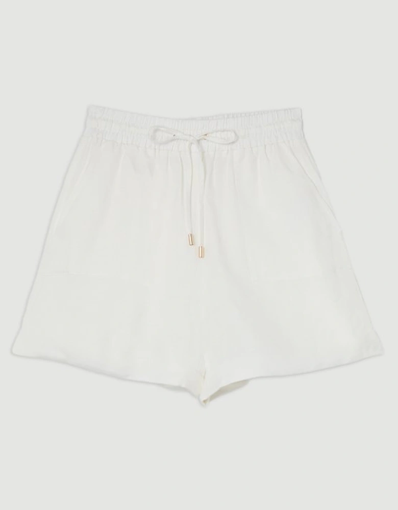 Viscose Linen Tie Waist Woven Short