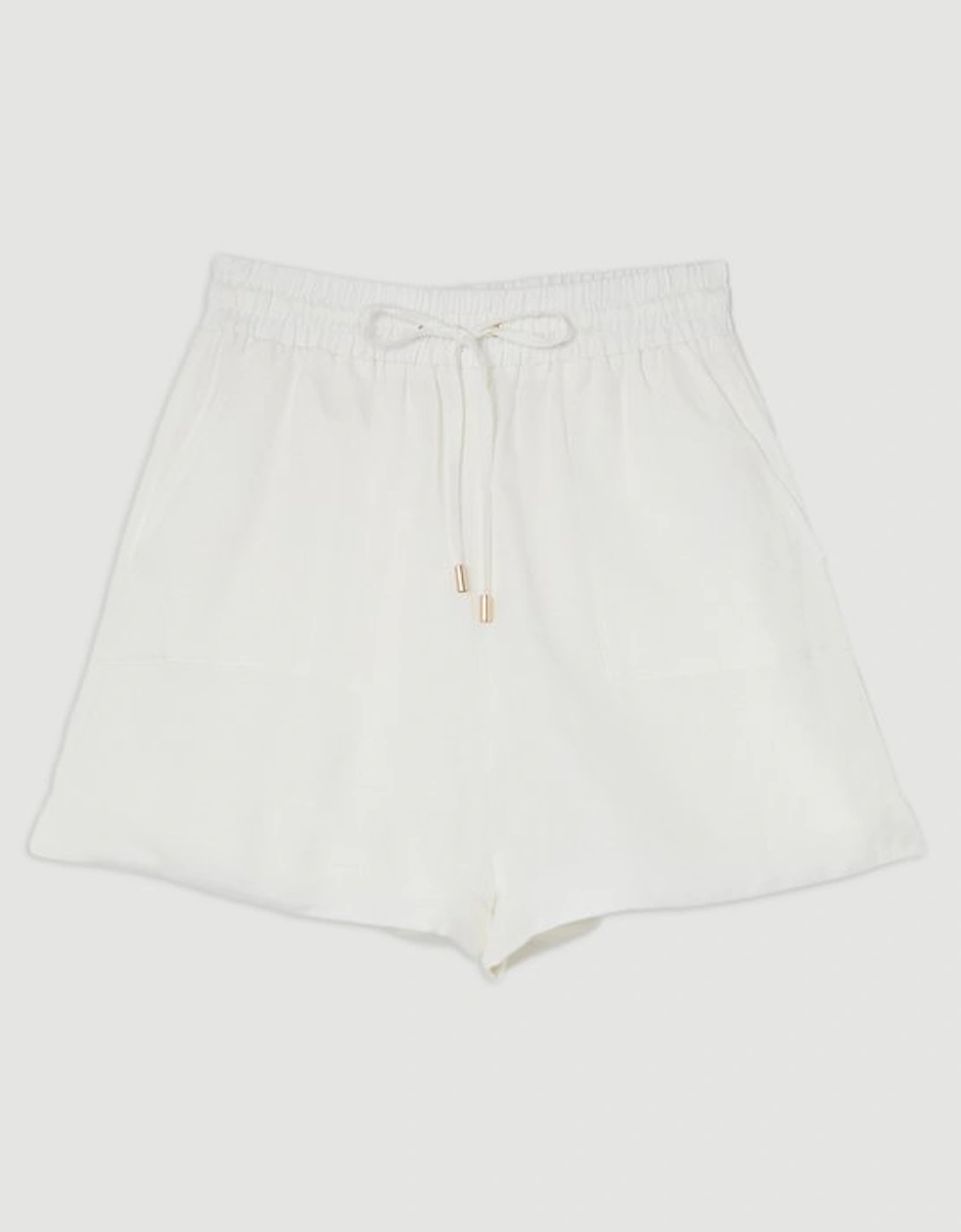 Viscose Linen Tie Waist Woven Short