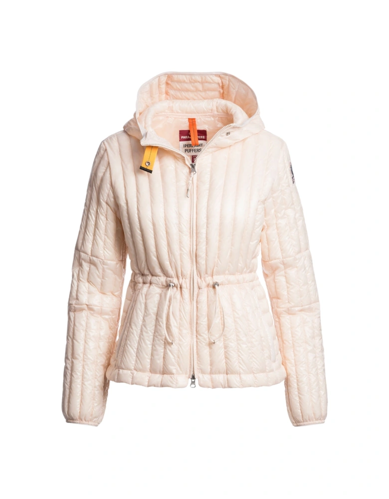 Kun Blush White Hooded Down Jacket