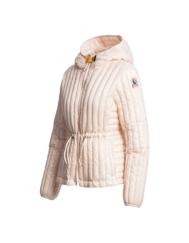 Kun Blush White Hooded Down Jacket