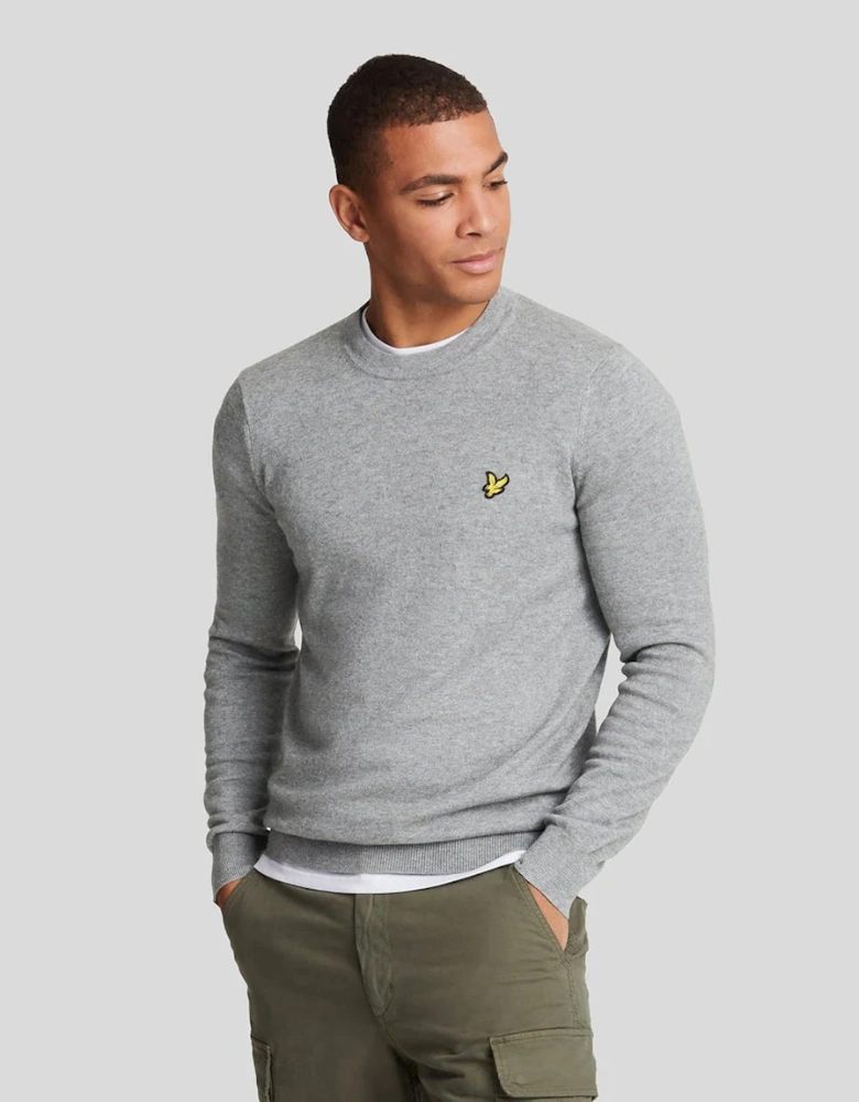 Lyle & Scott Cotton Merino Mens Crew Neck Jumper - W635 Gunmetal