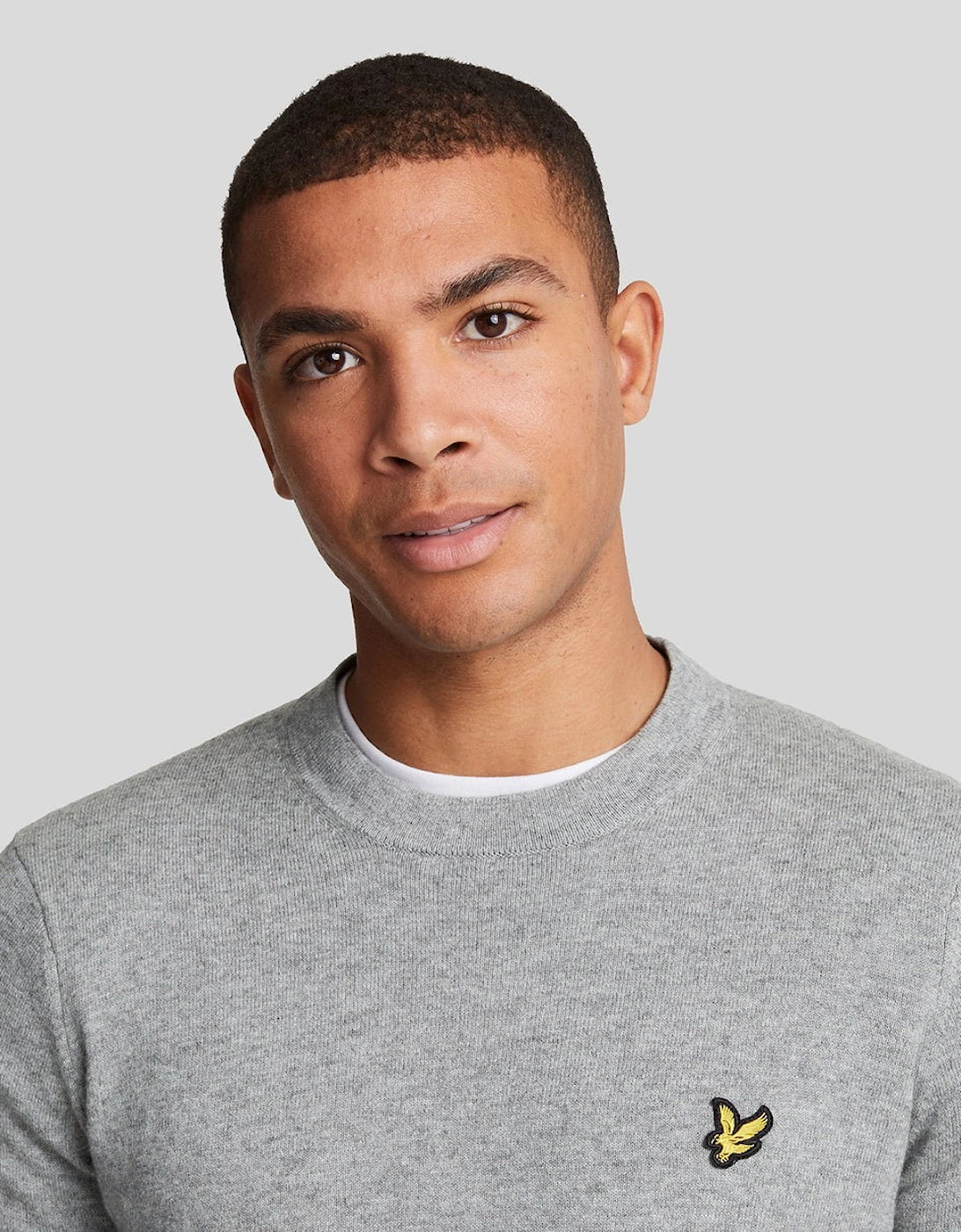 Lyle & Scott Cotton Merino Mens Crew Neck Jumper - W635 Gunmetal