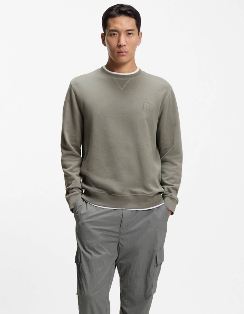 BOSS Orange Westart Mens Crew Neck Sweatshirt With Logo Patch - Open Grey 076