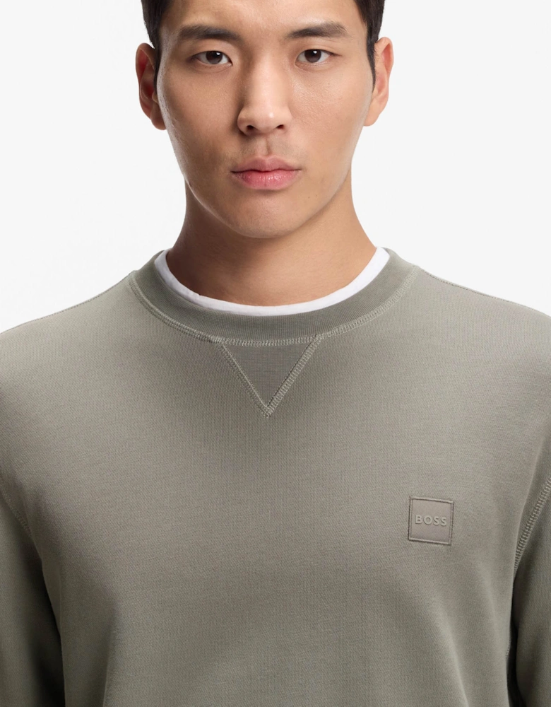 BOSS Orange Westart Mens Crew Neck Sweatshirt With Logo Patch - Open Grey 076