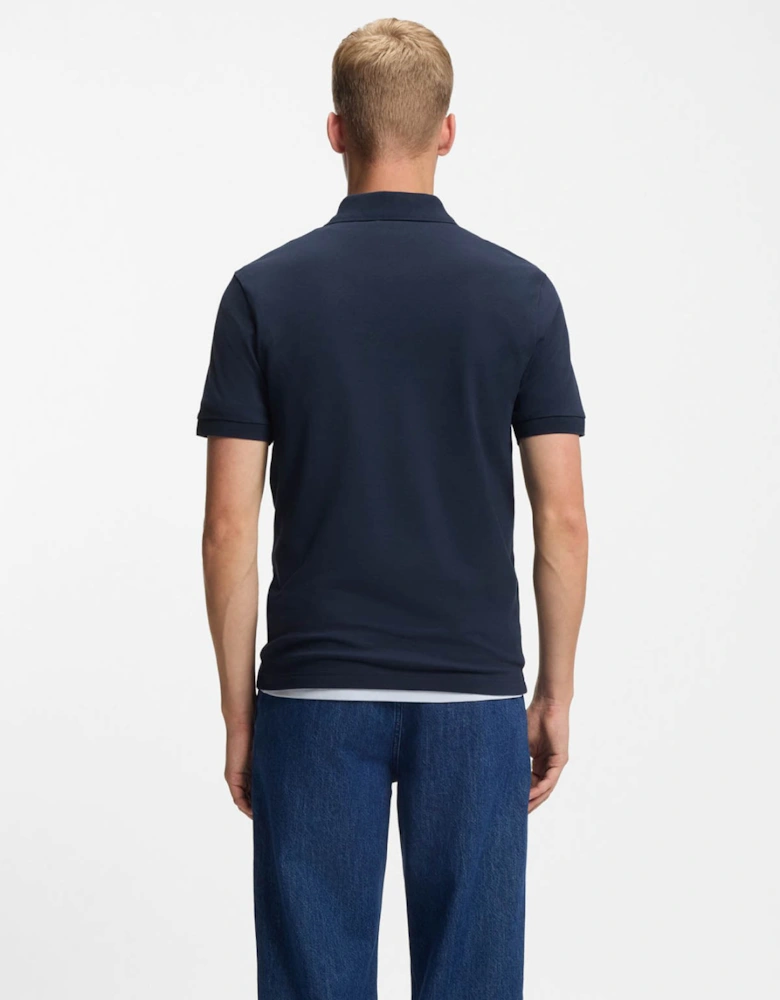 BOSS Orange Passenger Mens Stretch-Cotton Slim-Fit Polo Shirt with Logo Patch - Open Blue 464