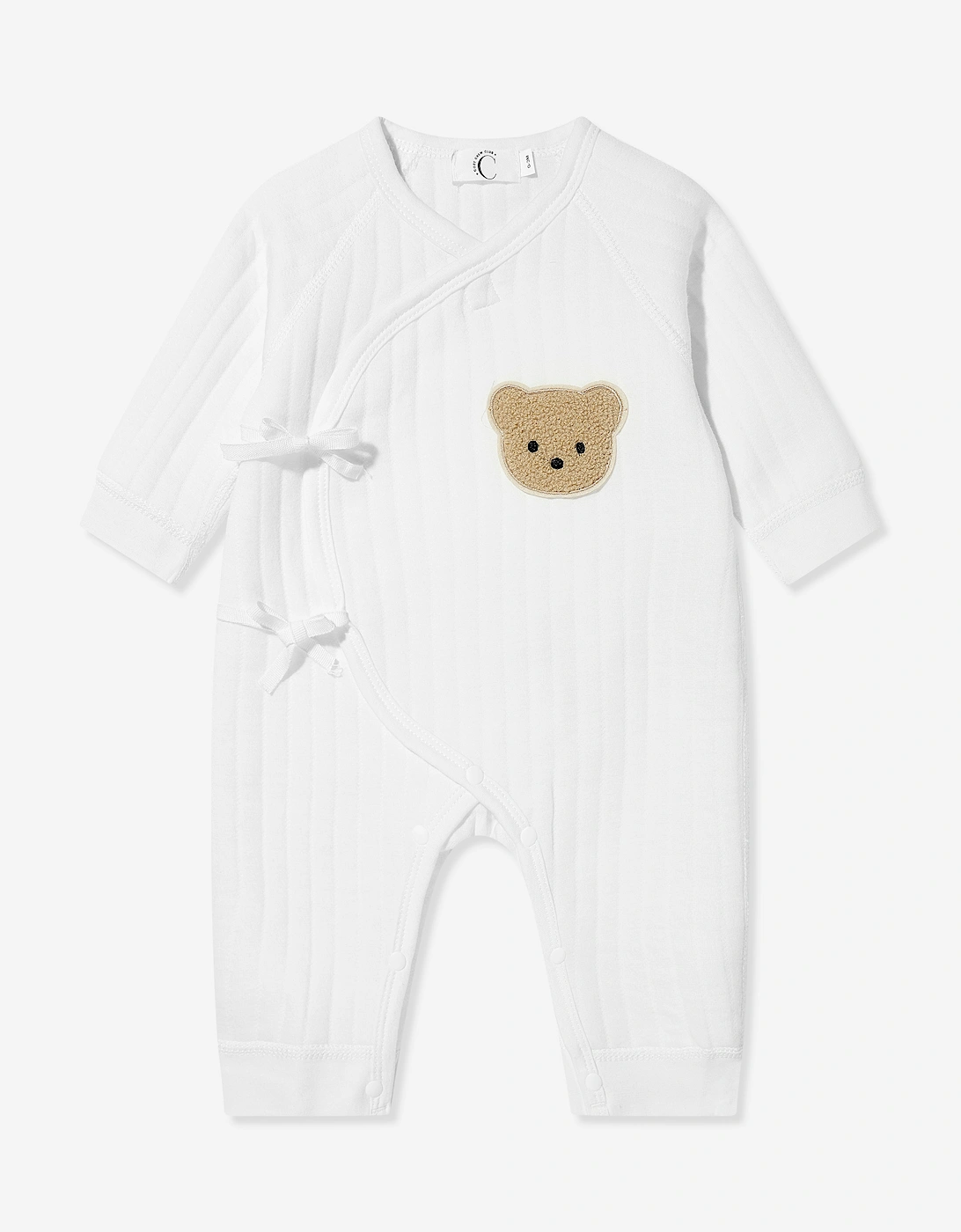 Baby The Teddy Bear Boucle Wrap Baby Grow Romper in White, 5 of 4