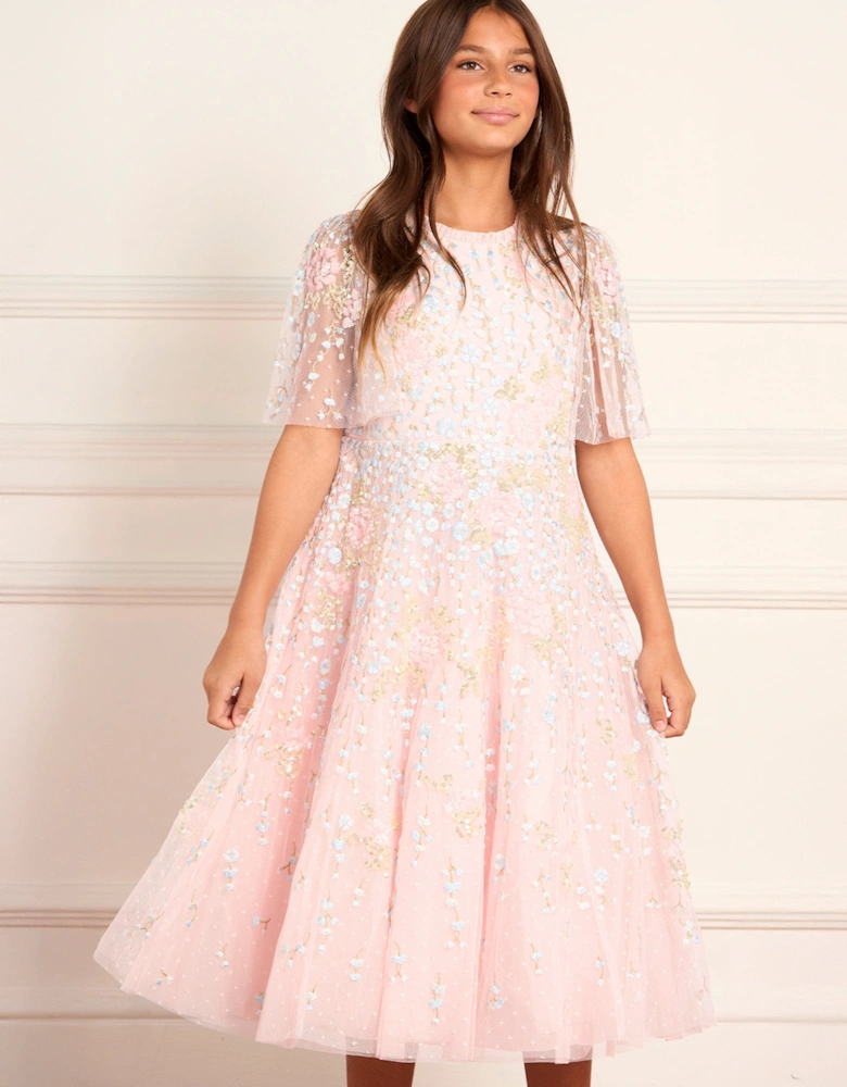 Girls Cressida Floral Dress in Pink