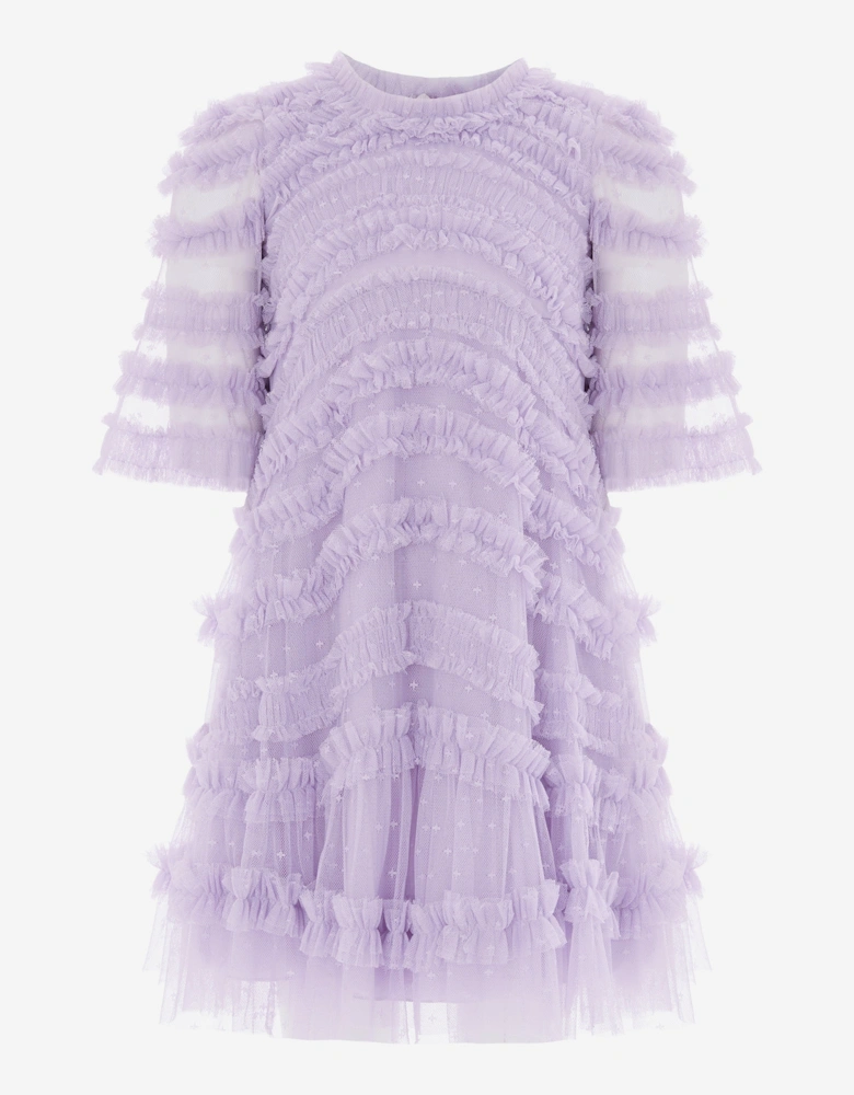Girls Amara Ruffle Dress in Purple