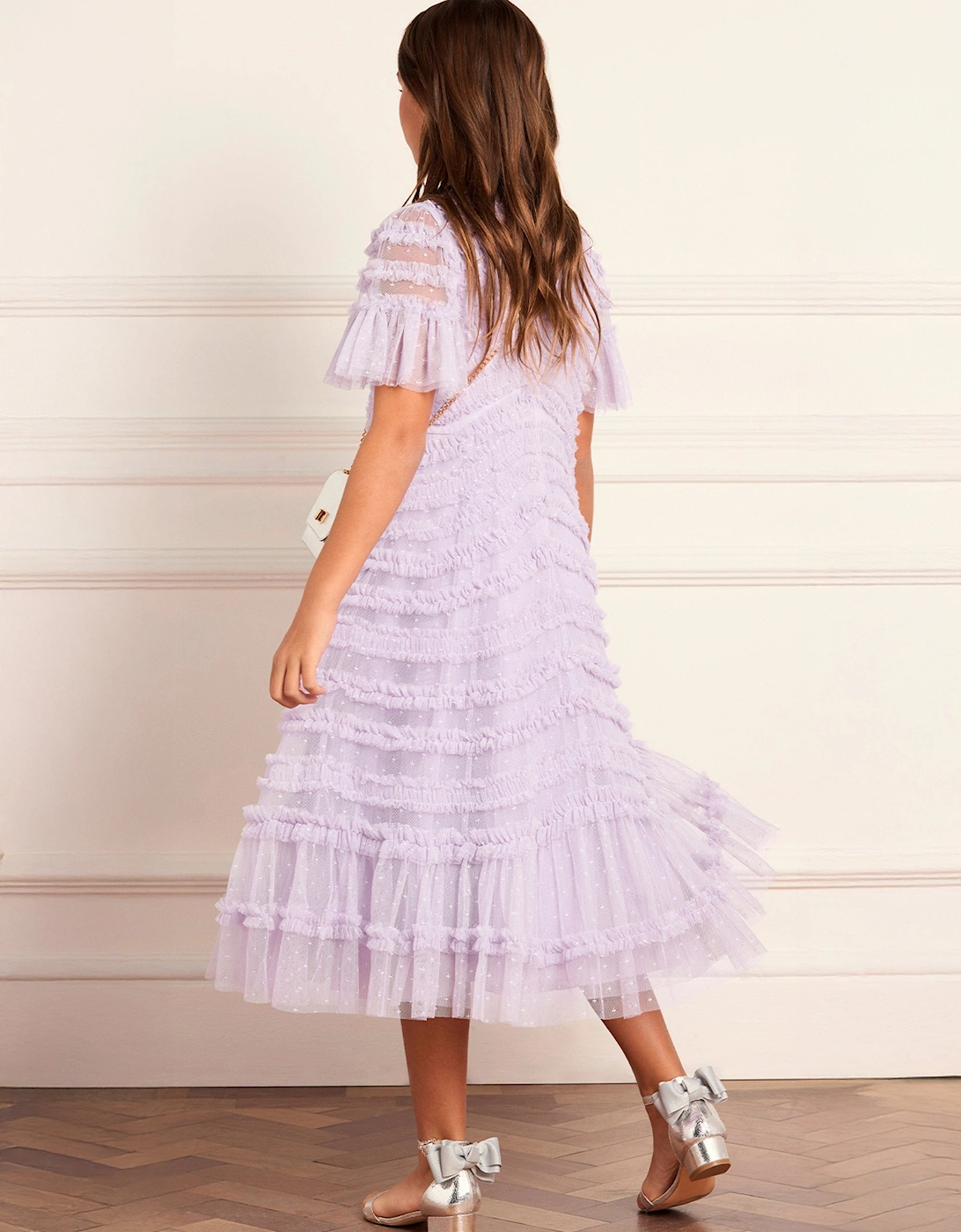 Girls Amara Ruffle Dress in Purple