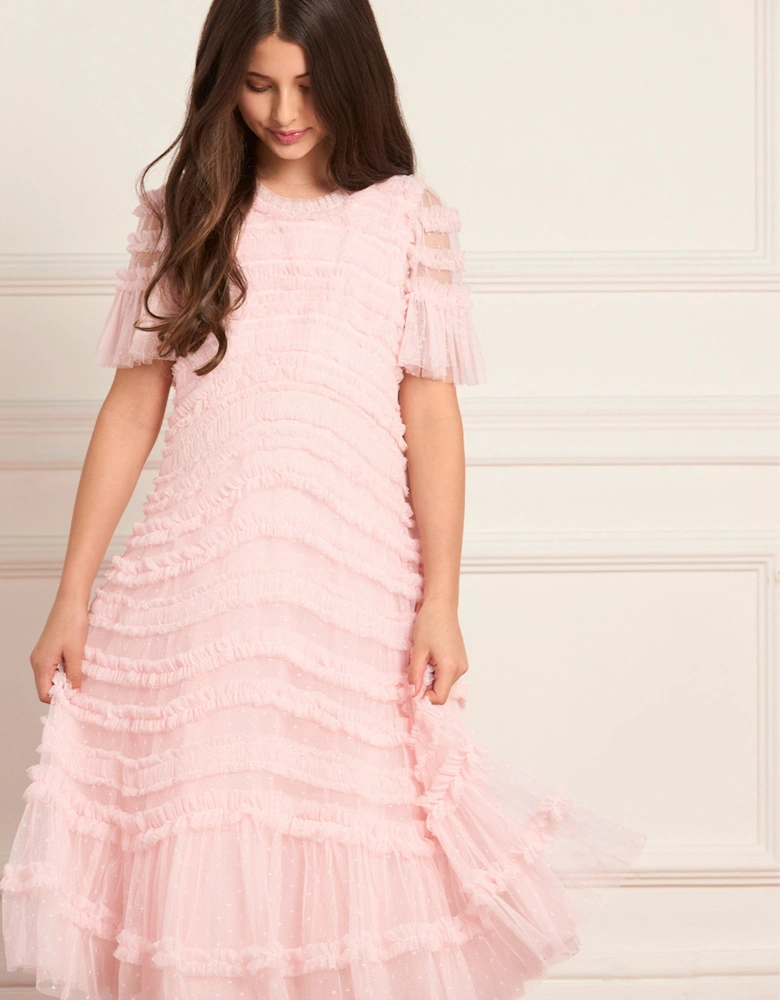 Girls Amara Ruffle Dress in Pink
