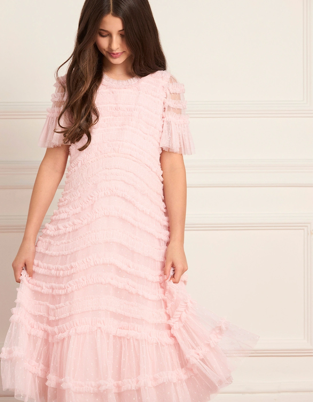 Girls Amara Ruffle Dress in Pink