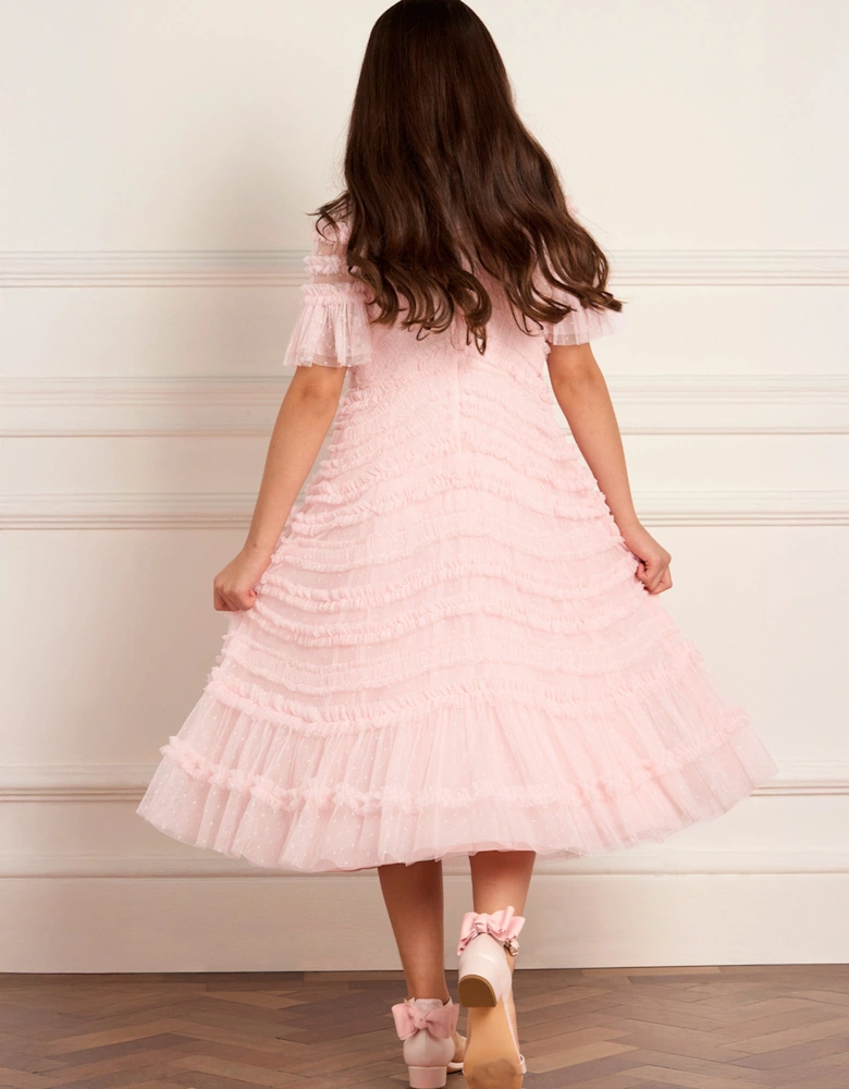 Girls Amara Ruffle Dress in Pink