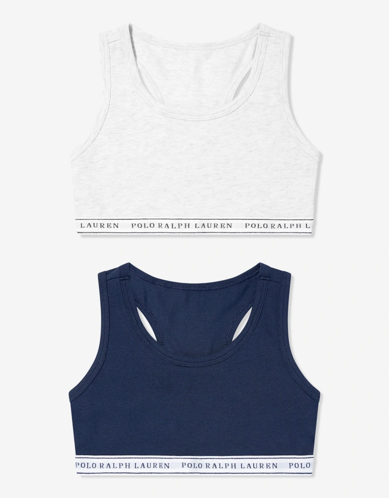 Girls 2 Pack Printed Bra Set in Navy