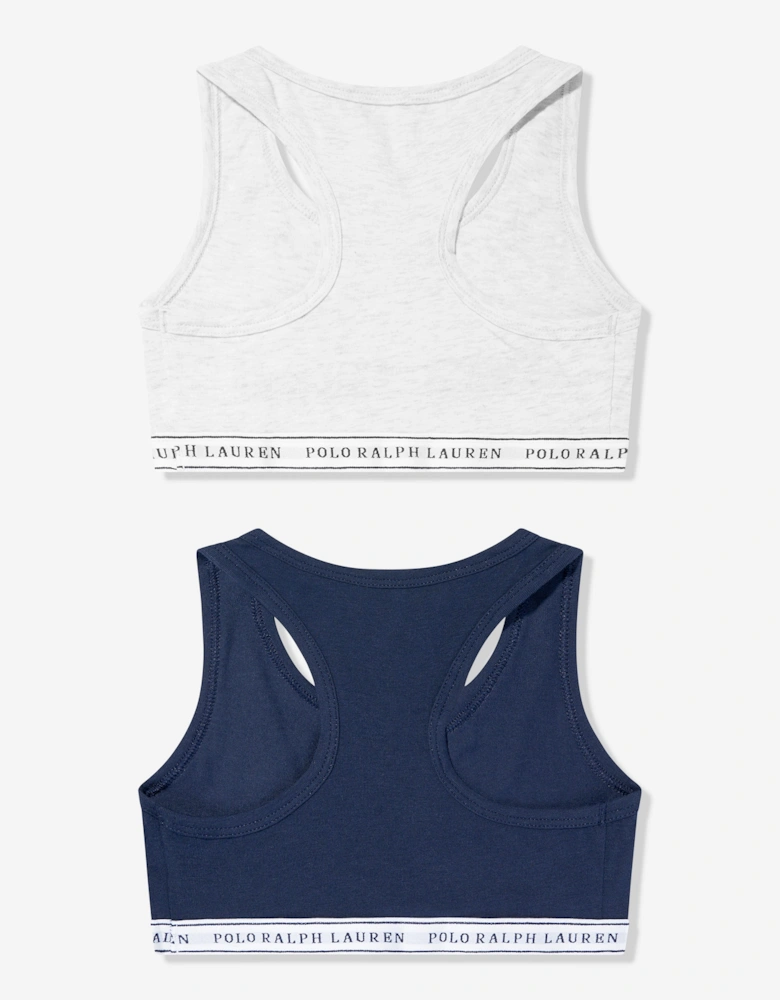 Girls 2 Pack Printed Bra Set in Navy