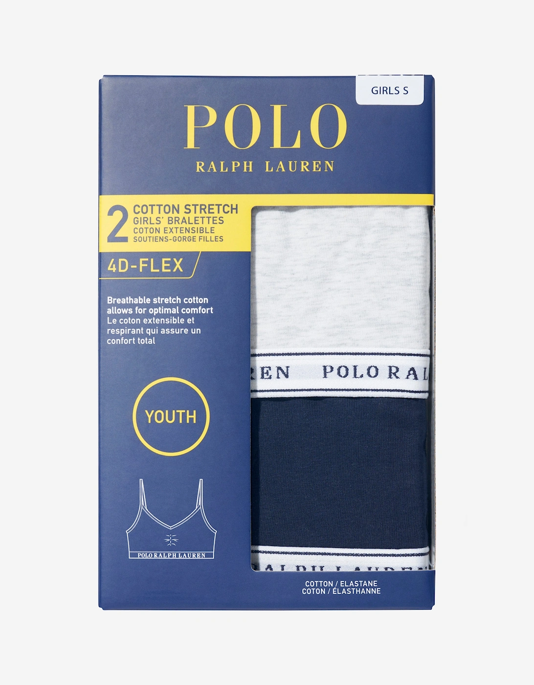 Girls 2 Pack Printed Bra Set in Navy