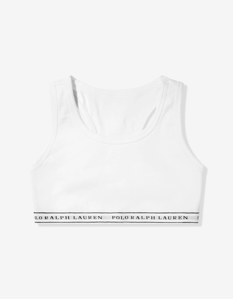 Girls 2 Pack Printed Bra Set in White