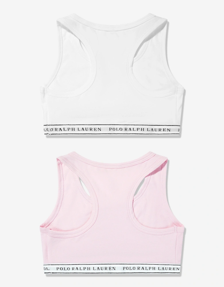 Girls 2 Pack Printed Bra Set in White