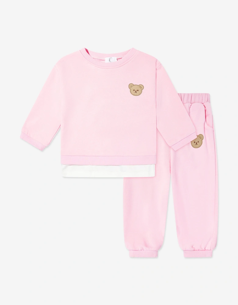 Girls The Bear Colour Tracksuit in Pink