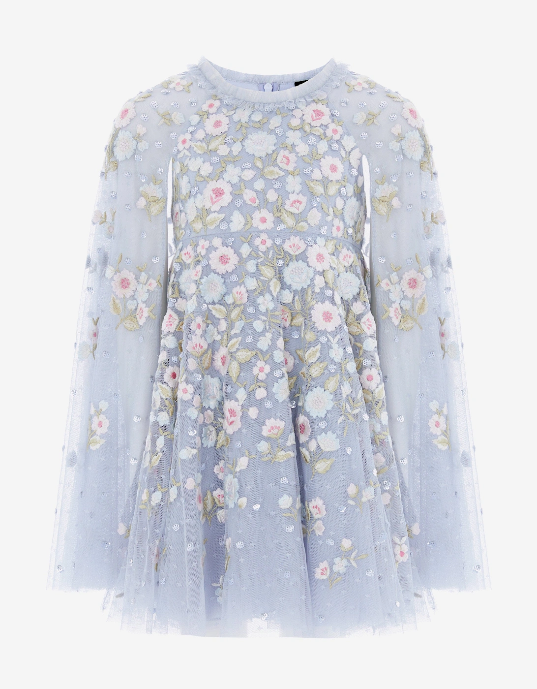 Girls Ethereal Blooms Cape Dress in Blue, 5 of 4