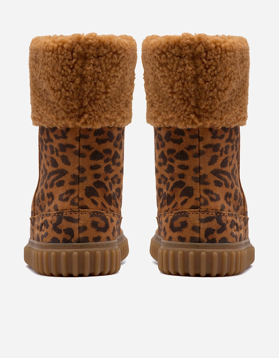 Girls Suede Leopard Cove Snug Boots in Brown