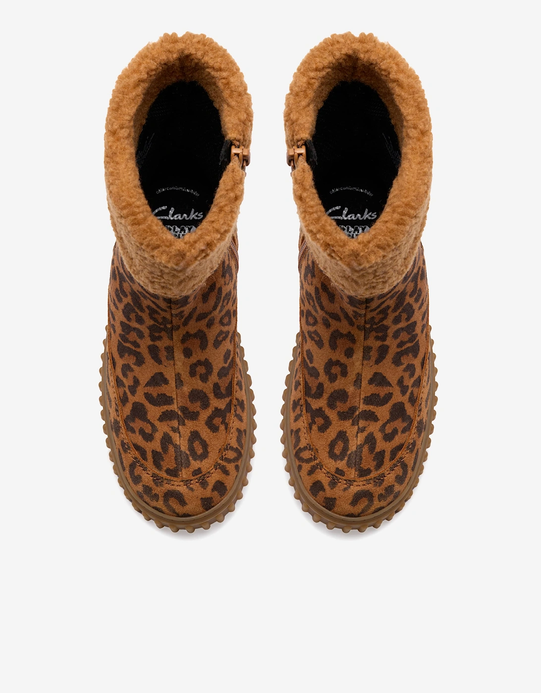 Girls Suede Leopard Cove Snug Boots in Brown