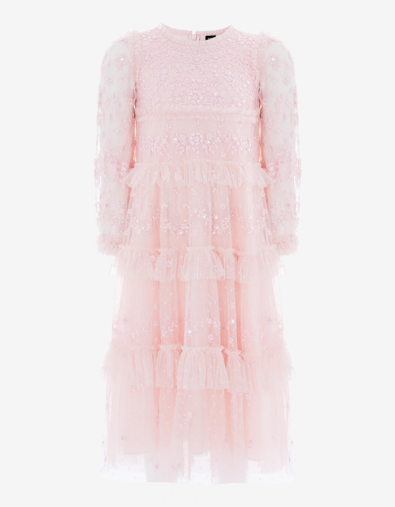 Girls Blossom Lace Gown in Pink