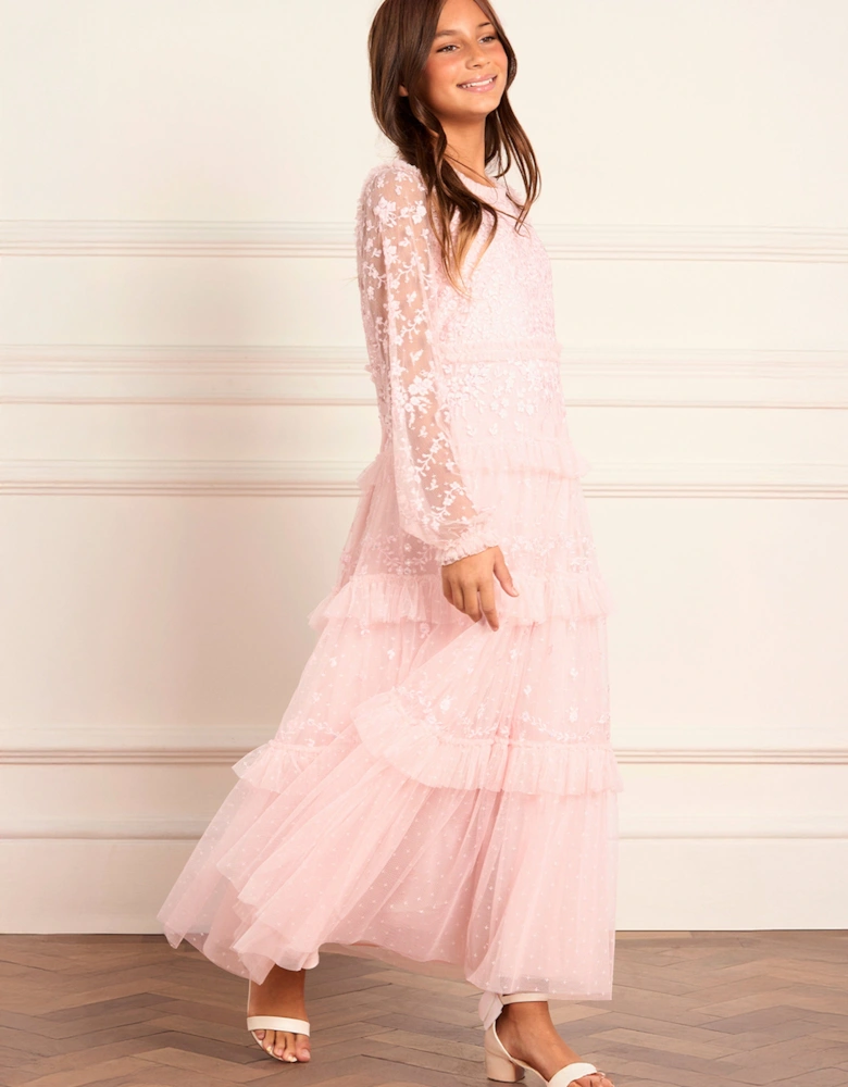 Girls Blossom Lace Gown in Pink