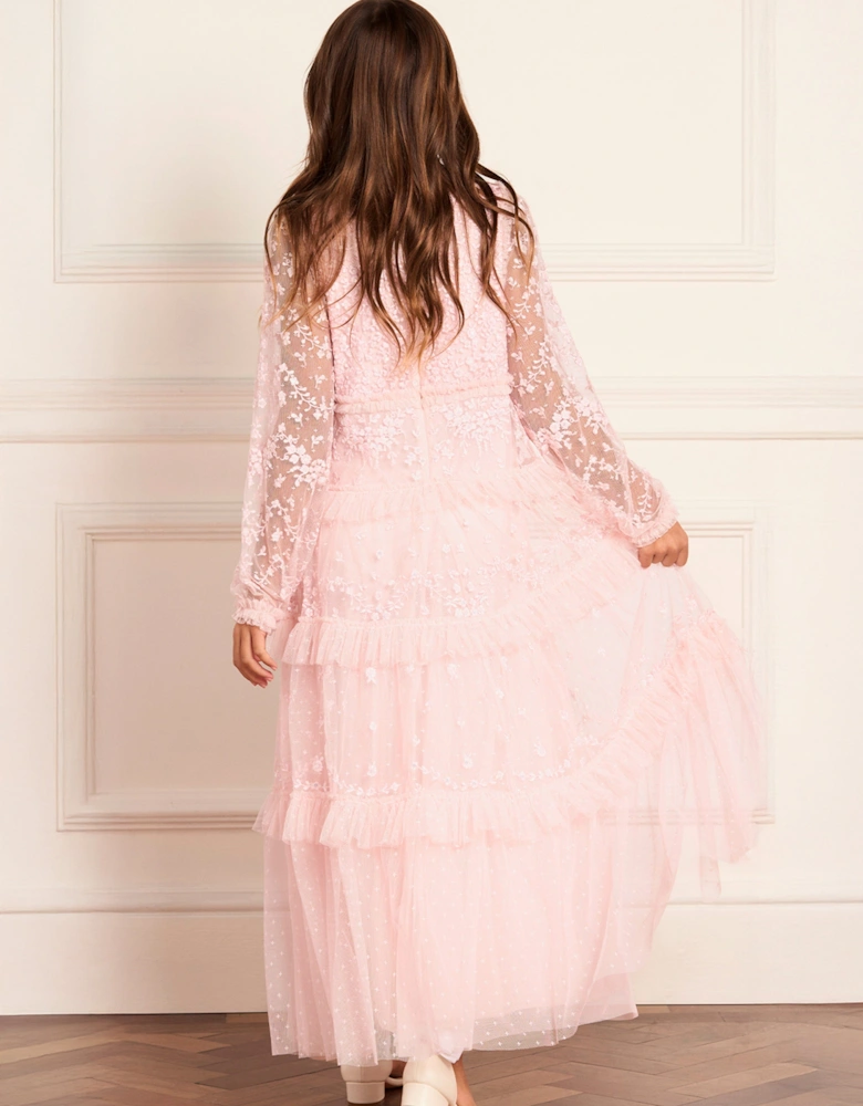 Girls Blossom Lace Gown in Pink