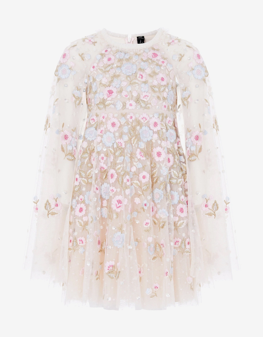 Girls Ethereal Blooms Cape Dress in Ivory, 5 of 4