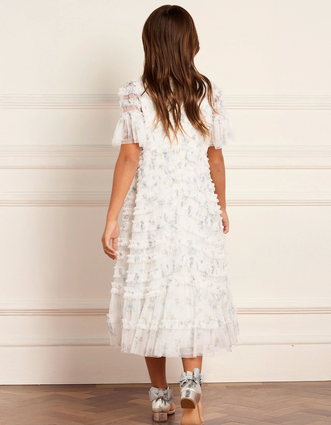 Girls Magnolia Ditsy Amara Ruffle Dress in Blue