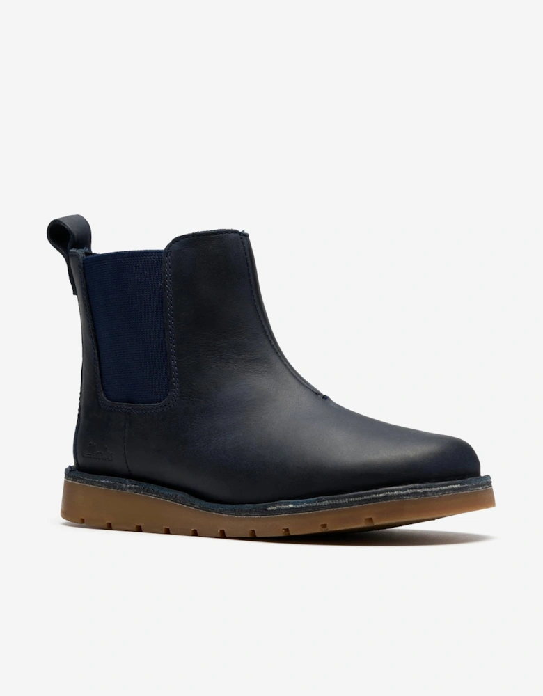 Kids Leather Joyful Sky Boots in Navy