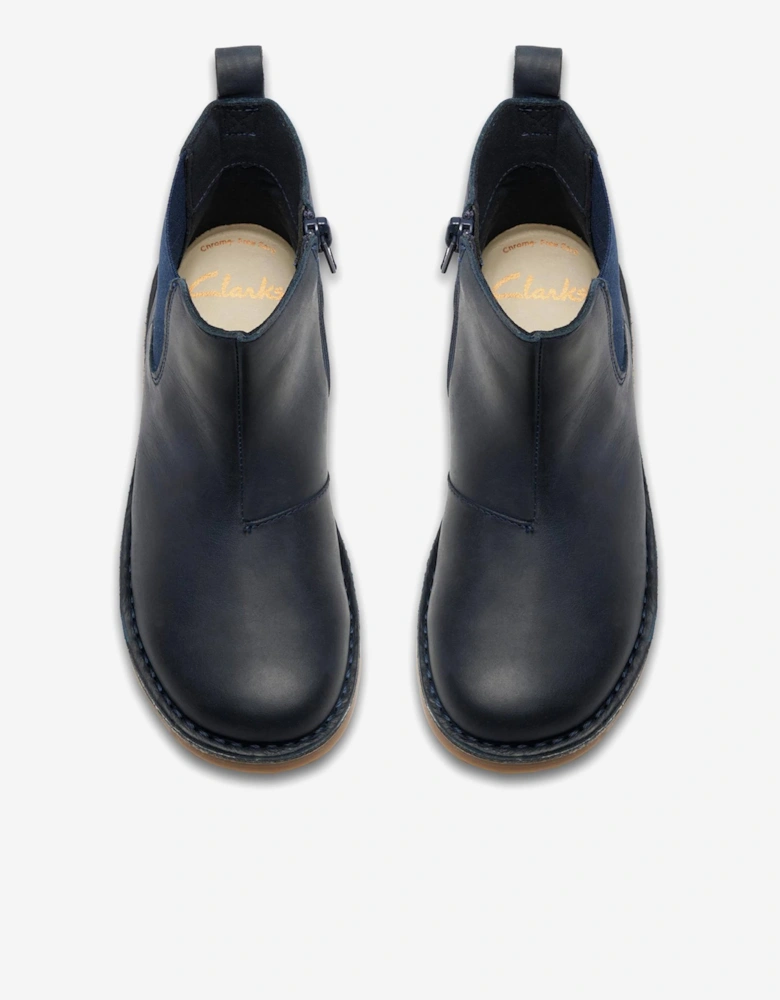 Kids Leather Joyful Sky Boots in Navy