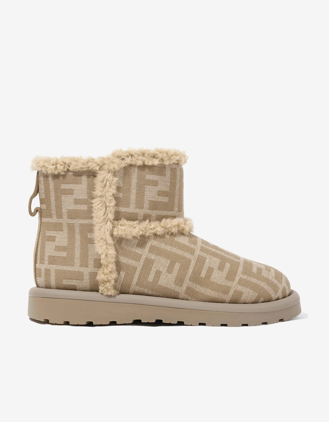 Fendi Girls Cream 'S Jacquard Ff Boots In Beige  4 Size 37 Kids
