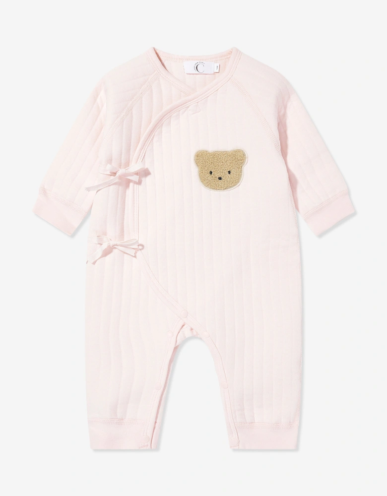 Baby Girls The Teddy Bear Boucle Wrap Baby Grow Romper in Pink