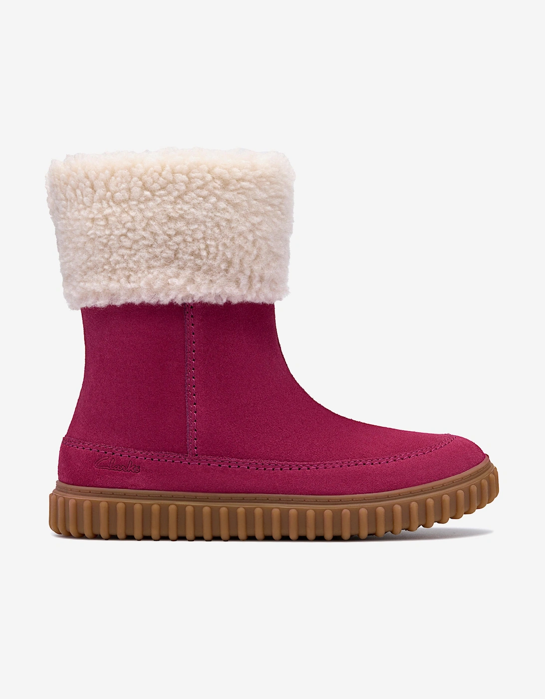 Clarks Girls Pink 'S Suede Cove Snug Boots In (Standard Fit) - Size: Eu 27.5 Uk 9.5 Kids